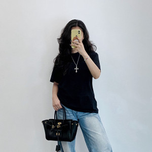 블랙 레더 토트백